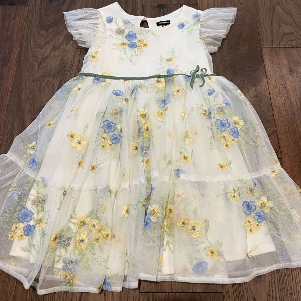 Zunie Floral Tulle Dress Girls Size 7